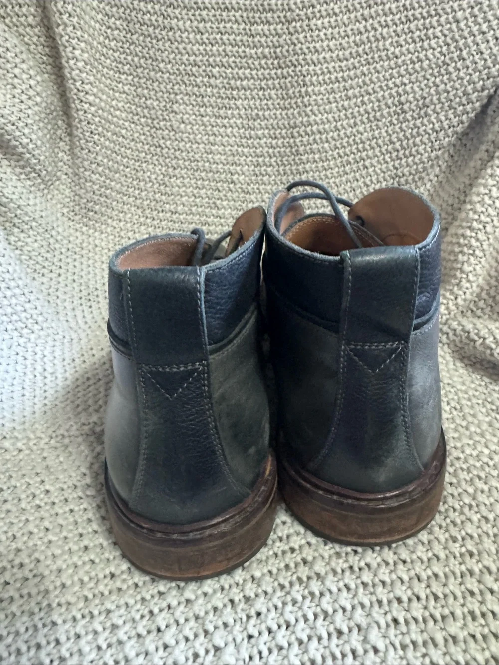 Cole Haan Men's Gray Leather Chukka Boots with Black Collar